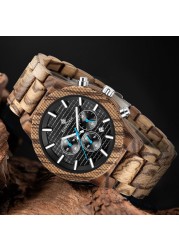 Kunhuang Luxury Elegant Men Wood Watch Military Chronograph Watches Quartz Relogio Masculino Custom Dropshipping