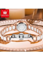 OLEVS Luxury Quartz Women's Watch Japan Movement 30M Waterproof Watch for Women Ceramic Women's Wristwatch Gift for Valentine's Day