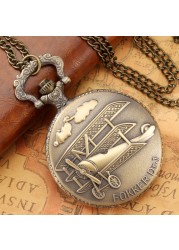 2022 Nostalgic Bronze WWII Aircraft Style Unique Quartz Chain Pocket Watch Sense Watches Souvenir Collection