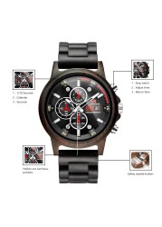 Men's Quartz Watch Multifunction Sport Luxury Stylish Wood Watches Chronograph Military Wooden Watch Relogio Masculino