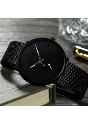 Fashionable Quartz CRRJU Men's Watches Luxury Fashion Slim Mesh Water Resistant Watches