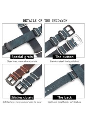 Genuine Leather NATO Strap Antique Watch Band 20mm 22mm 24mm Handmade Zulu Strap for Watch Replacement Accessories