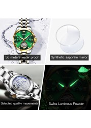 OUPINKE Luxury Watches for Women Bracelet Moon Phase Sapphire Crystal Automatic Mechanical Wristwatch Water Resistant Watch Clock