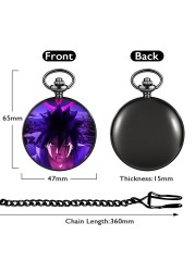 2022 new style customize men women advanced purple japan animation personality style unisex quartz pocket watch with thick chain