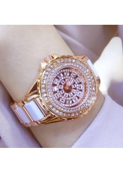 2022 Diamond Watches Women Famous Brand Fashion Ceramic Wristwatches Women Ladies Stainless Steel Female Clock Relogio Feminino