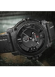 NAVIFORCE Men's Watch Fashion Sports Waterproof Wristwatches Male Military Leather Band Quartz Watch Calendar Relogio Masculino