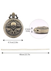 Personality Men Women Retro Bronze Chain Pocket Watch Skull Double Gun Pattern Unisex Couple Watches Valentine's Day Gift