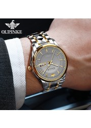 OUPINKE Luxury Brand Men Automatic Mechanical Watches Waterproof Stainless Steel Strap Watches Luxury Sapphire Mirror Male