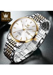 OLEVS Luxury Stainless Steel Mechanical Watches for Men Waterproof Automatic Watch Calendar Luminous Men Mechanical Wristwatches