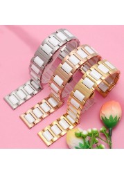 Ceramic Bracelet In Stainless Steel Watchband Watch Band Strap White Women Man Fashion Wristwatches 12 13 14 15 16 17 18 20 22mm