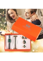 2021 Women Watch Set Luxury Brand Crystal Jewelery Set for Girlfriend Gifts Women Quartz Watches Earrings Set Christmas