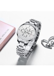 NIBOSI 2021 Women Fashion Watches Luxury Brand Ladies Wristwatches Stainless Steel Waterproof Girl Gift Quartz Watch Female