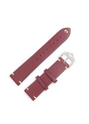 Rolamy 20 22 24mm Wholesale Genuine Cowhide Smooth Vintage Leather Black Brown Blue Red Watch Band Strap with Polish Buckle