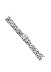 Rolamy 20 22mm Silver Hollow Curved End Solid Links Replacement Strap Strap Bracelet Double Push Clasp for Seiko