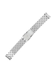 CARLYWET 20 22mm Silver Hollow Curved End Solid Links Replacement Watch Band Strap Bracelet Double Push Clasp for Seiko