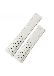 CARLYWET - Watch strap 20 22mm, grey, white, genuine suede, antique alternative, for Tag Heuer watch