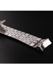 CARLYWET 22mm 316L Stainless Steel Silver Jubilee Watch Band Strap Silver Bracelets Solid Curved End for Seiko 5 SRPD53K1 SKX007