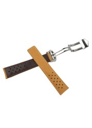 CARLYWET 20 22mm Light Brown Real Calf Suede Leather Vintage Replacement Wrist Leather Watch Band Strap with Clasp for Tag Heuer