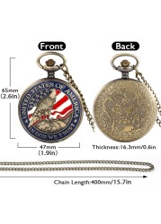 New Bronze Luxury Quartz Pocket Watch Men With Chain Dripping Glue US Chain American Eagle Valentine's Day Gift for Boyfriend