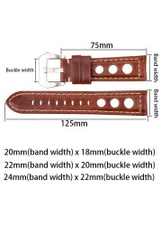 Cowhide Watch Strap Bracelet Vintage Genuine Leather 20mm 22mm 24mm Watchband Women Men Fashion Watch Band Strap With Pin Buckle