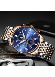 NEBOSI - Luxury Watches for Men, Military Chronograph, Quartz, Stainless Steel, Fashion