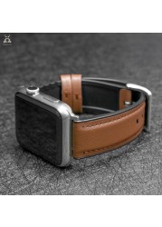 Lebanda Leather Strap for Apple Watch Series 7 6 SE 5 4 3 2 Suitable Leather Back Comfortable Feel Soft Touch for iWatch 41 45mm