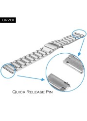 URVOI 3 Rows Band for Galaxy Watch Active Strap Stainless Steel Fold Over Clasp Quick Release Durable Wristwatches 4 Colors 42 46mm