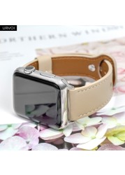 URVOI Leather Strap for Apple Watch Series 7 6 SE 5 4 Sport Band Genuine Leather Pin Buckle for iWatch Single Loop 41mm 45mm