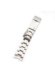 Rolamy 20 21mm Watch Band Silver All Brushed 316L Solid Stainless Steel Watchband Strap Strap Bracelets for Rolex Submariners