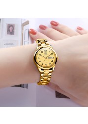 OLEVS Golden Waterproof Women's Watch Famous Brand Luxury Waterproof Quartz Wrist Watch For Women Business Lady Watch Dropshipping