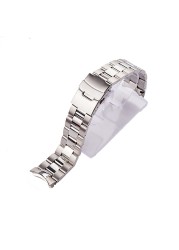 Carly Wet 22mm Solid Silver Curved End Links Replacement Watchband Bracelet Double Push Clasp For Seiko SKX 007