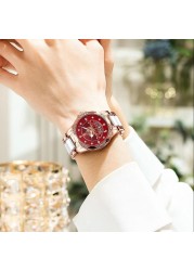 POEDAGAR Women Watch Luxury Quartz Diamond Rose Gold Ceramic Steel Watches Waterproof Luminous Swiss Brand Ladies Wristwatches