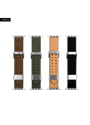 URVOI Genuine Band for Apple Watch Series 7 6 SE 5 4 3 2 1 Crazy Horse Leather Strap for iWatch 41 45mm Double Pin Metal Buckle