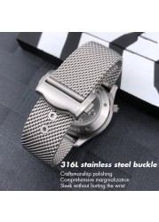 High Quality 316L Stainless Steel 19mm 20mm Watchband For Omega 007 James Bond Seamaster 300 Watch Strap Woven Metal Bracelets