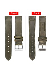 High Quality Horween Genuine Leather Straps Brown Soft Wrap Handmade Horse Leather Watch Strap 18mm 20mm 22mm