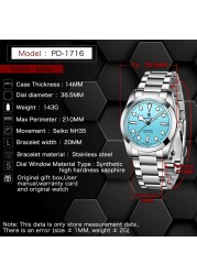 PAGANI Top Brand Design Automatic Men's Watch Stainless Steel 10Bar Waterproof Mechanical Watch for Men NH35 Sapphire Glass Watch