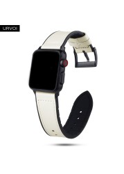 URVOI حزام ل أبل سلسلة ساعة 7 6 SE 5 4 3 2 1 حزام من الجلد سيليكون الظهر ل iwatch حزام تنفس 41 45 مللي متر مشبك أسود