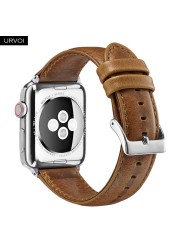 URVOI حزام ل أبل سلسلة ساعة 7 6 SE 5 4 3 2 حزام من الجلد ل iwatch حقيقية الطبقة العليا الكلاسيكية مشبك الذراع الفرقة المعصم حزام