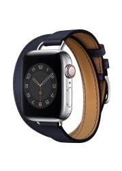 حزام جلد ل أبل ساعة 6 5 4 SE الفرقة 44 مللي متر 40 مللي متر حلقة مزدوجة استبدال سوار حزام ل iwatch سلسلة 3 2 1 42 مللي متر 38 مللي متر