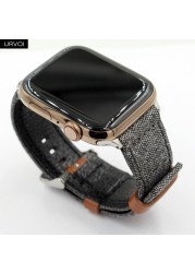 URVOI حزام ل أبل ساعة 7 6 SE 5 4 3 2 1 الفرقة ل iwatch قماش الفرقة 41 45 مللي متر براني نمط جلد الظهر ساعة accessoiries