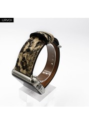 URVOI Leather Strap for Apple Watch Series 7 6 SE 5 4 3 2 1 Strap for iwatch band 41 45mm Microfiber with Python Modern Design