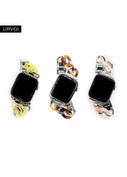 URVOI بقرة بوي سلسلة الفرقة ل أبل ساعة 7 6 SE 5 4 3 2 1 الفولاذ المقاوم للصدأ الراتنج حزام ل iwatch حزام ربط سوار النمط الحديث