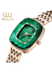 WIILAA 2022 Green Diamond Pattern Luxury Women Quartz Watch Creative Unique Ladies Wrist Watch For Female Clock relogio feminino