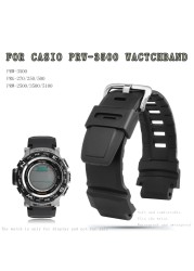 Watches Silicone Rubber Wrist Strap For Casio PROTREK PRG-260/270/550/250 PRW-3500/2500/5100 Replacement Bracelet Black 18mm