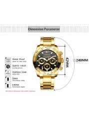 2022 Chenxi Brand Male Full Golden Men's Wrist Watches Clock Luxury Casual Quartz Watch Waterproof Clock Man Relogio Masculino