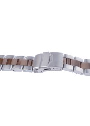 CARLYWET - Metal watch band, 22 mm, medium rose gold, stainless steel, alternative, double push clasp for Seiko