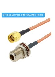 BEVOTOP RG142 N Male Plug to SMA Male RF Connector Cable Adapter Jumper Coaxial Pigtail RG-142 Extension Cord 10cm 15cm 50cm 1m