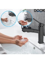 DQOK Bathroom Basin Faucets Basin Mixer Sink Faucet Pull Out Bathroom Water Mixer Chrome Brass Modern Washbasin Faucets Black