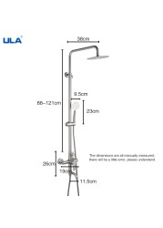 ULA دش صنبور حمام من الفولاذ المقاوم للصدأ صنبور حوض الاستحمام دش خلاط صنبور أسود دش الحنفية رئيس الأمطار أدوات دش