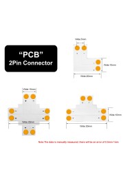 Led strip connector 2pin 3pin 4pin 5pin 10/12mm width L/T/X shape corner welding for WS2811 WS2812B 3528 5050 RGB LED light